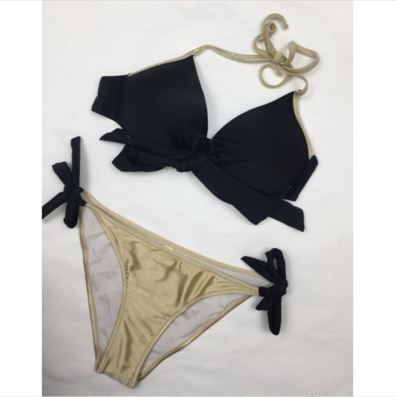 Black & Gold X style bikini - Picture 2 of 7